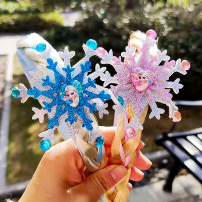 冰雪奇缘爱莎公主儿童发箍头饰女童宝宝假发长辫子公主蝴蝶结发饰