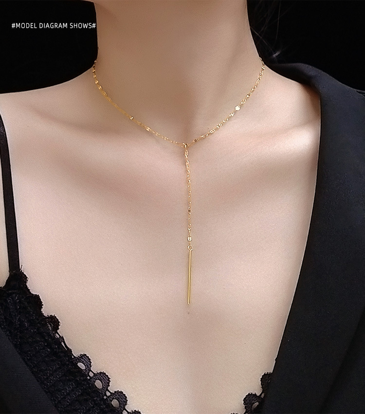 Fashion Digital Y-shaped Necklace Y-shaped Tassel Short Necklace Clavicle Necklace Titanium Steel Necklace Wholesale Nihaojewelry display picture 10