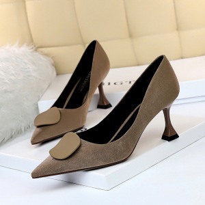 282-A1 han edition retro cat with suede shallow mouth pointed sexy show thin pedicure pure color round buckle high doc