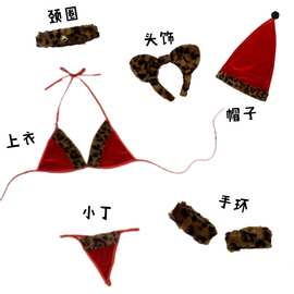 圣诞节COS外贸欧美情趣内衣 女式三点比连体基尼圣诞装套装批发
