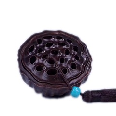 黑檀蓮蓬雙用香爐木質家用室內小盤香爐薰香具線香爐創意木雕擺件