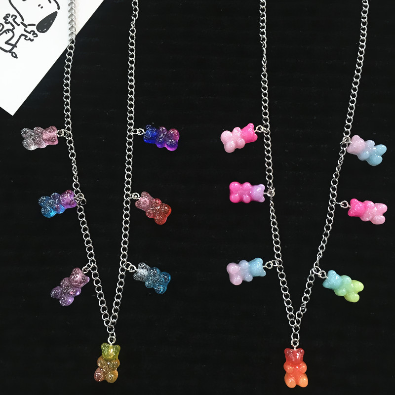 Fashion 7-color Jelly Gummy Bear Necklace Resin Necklace display picture 5