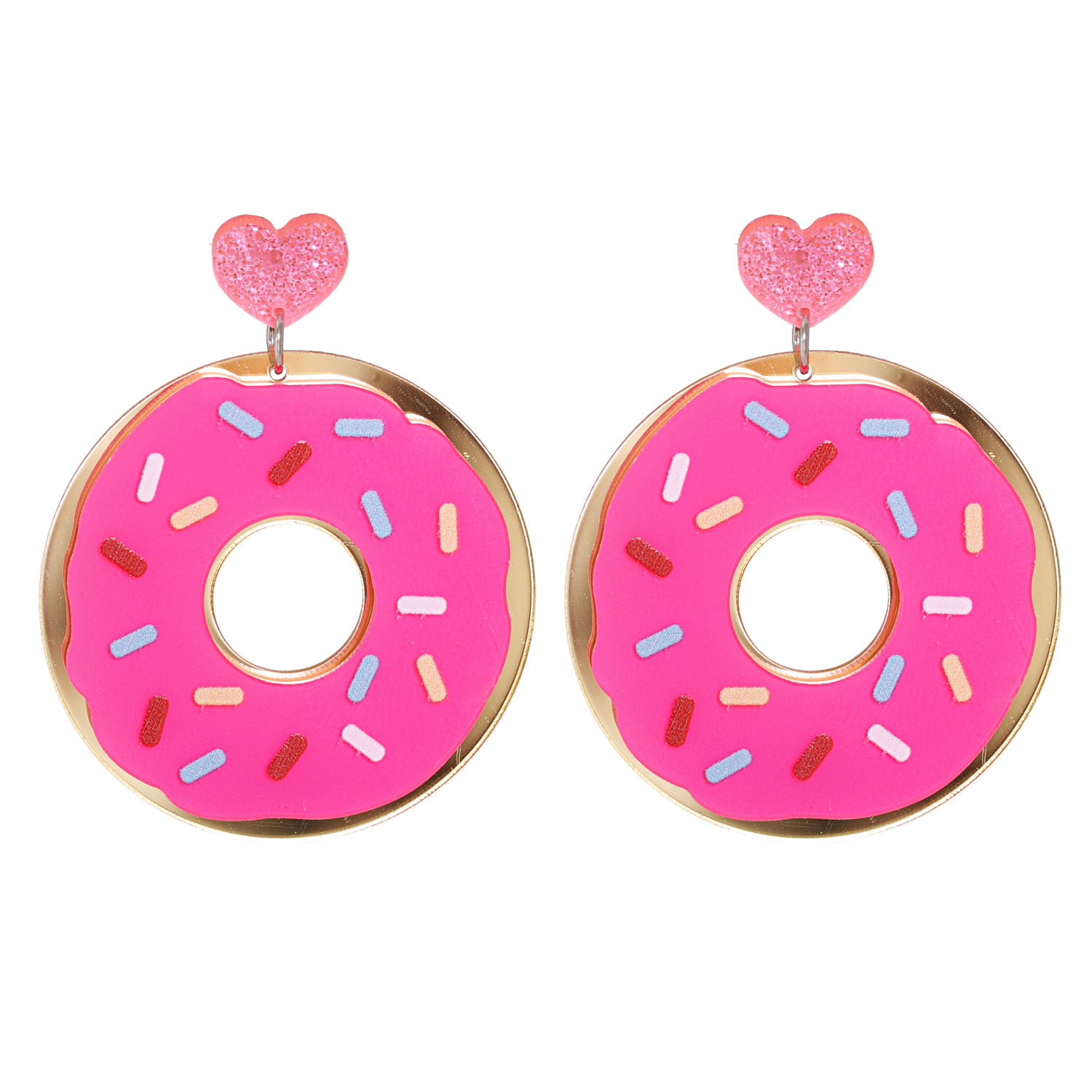 Boucles D&#39;oreilles Longues Exagérées Mignon Donut Food display picture 5