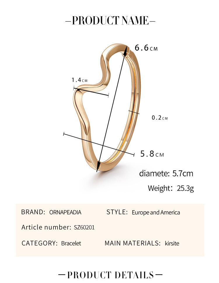 Creative new niche jewelry minimalist glossy gold-plated lightning bracelet