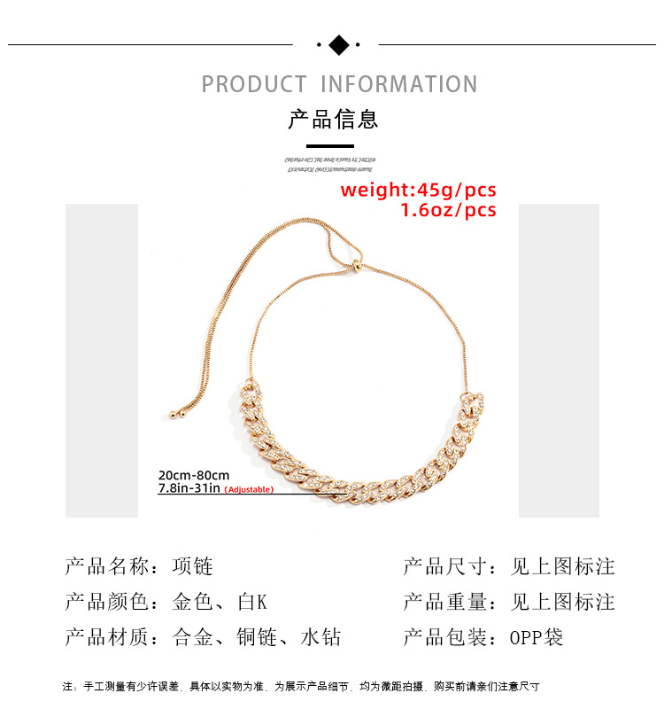 Diamond-studded Alloy Necklace display picture 13