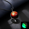 Starry sky, necklace, glossy pendant, with gem, European style