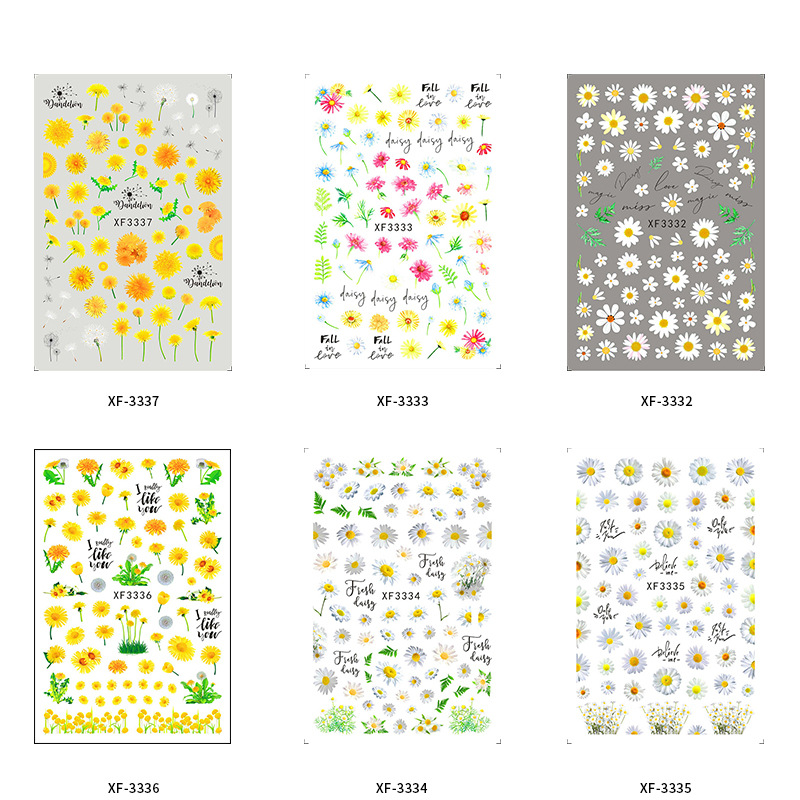 Suministro transfronterizo pegatinas de uñas Daisy Quan Zhilong mismo estilo pegatinas de uñas Daisy DIY calcomanías de uñas traje
