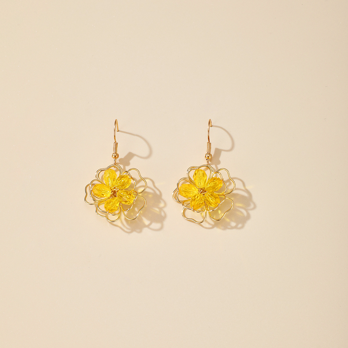 Yellow Flower Earrings display picture 2