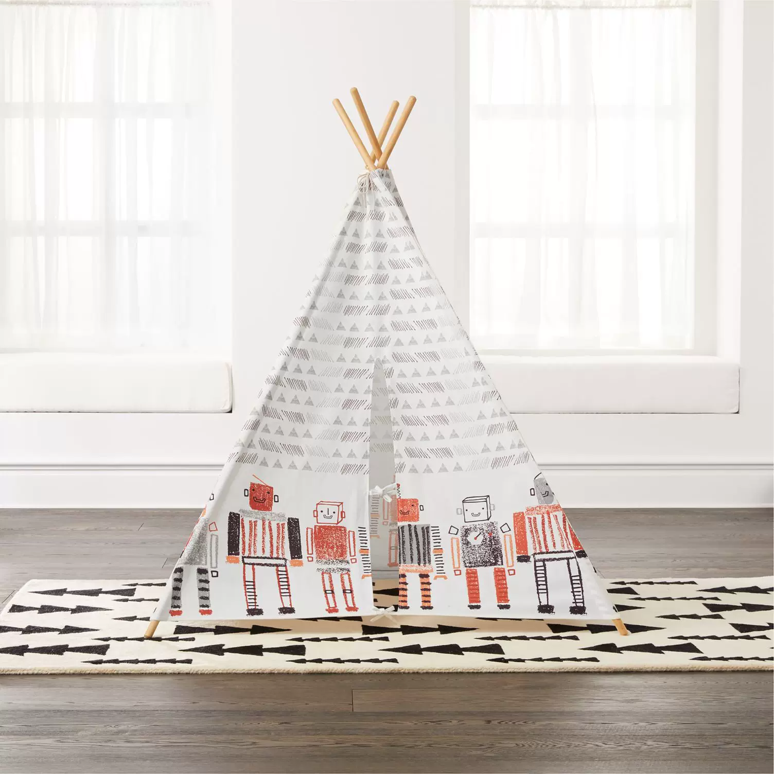 定制印第安儿童帐篷室内游戏屋男孩女孩城堡儿童玩具屋灰色条纹款