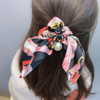 C176 Large Intestinal Circle New Chain pattern Korean temperament chiffon bow hair rubber band ribbon