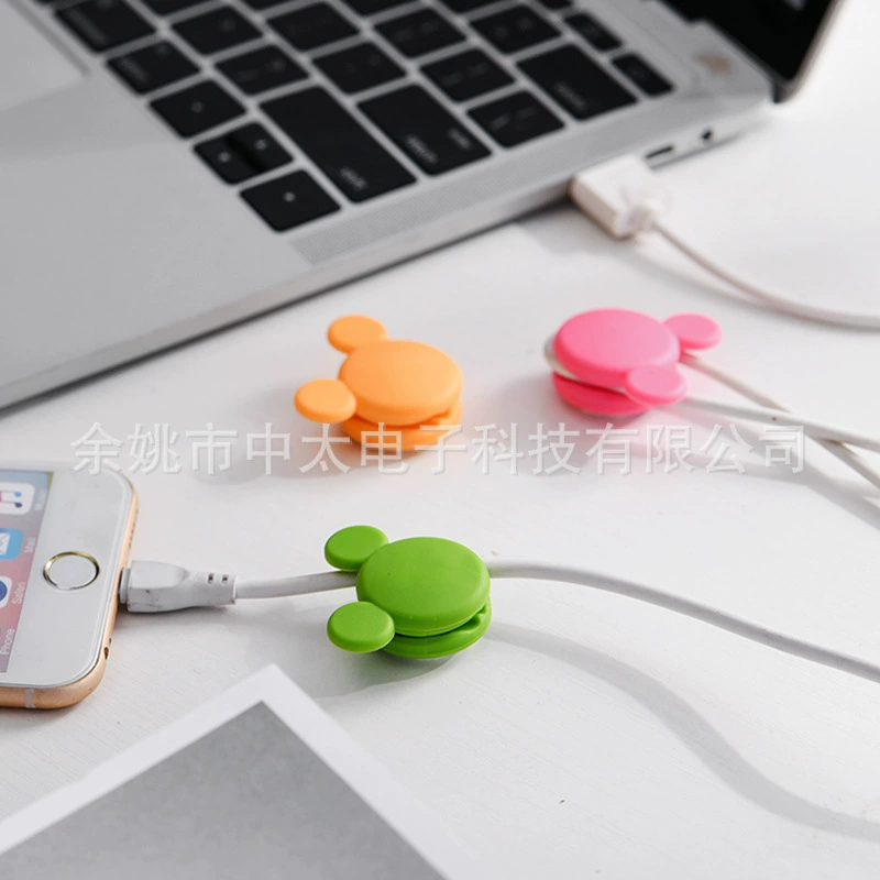 Cross -border hot -selling double -ear solid thread cartoon cute wire card buckle office learning desktop winding device