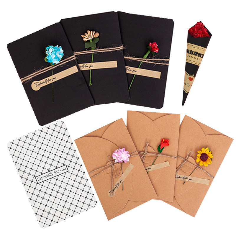 festival Greeting cards originality manual Dried flowers Greeting cards Korean Edition personality DIY Blessing envelope currency Greeting cards wholesale