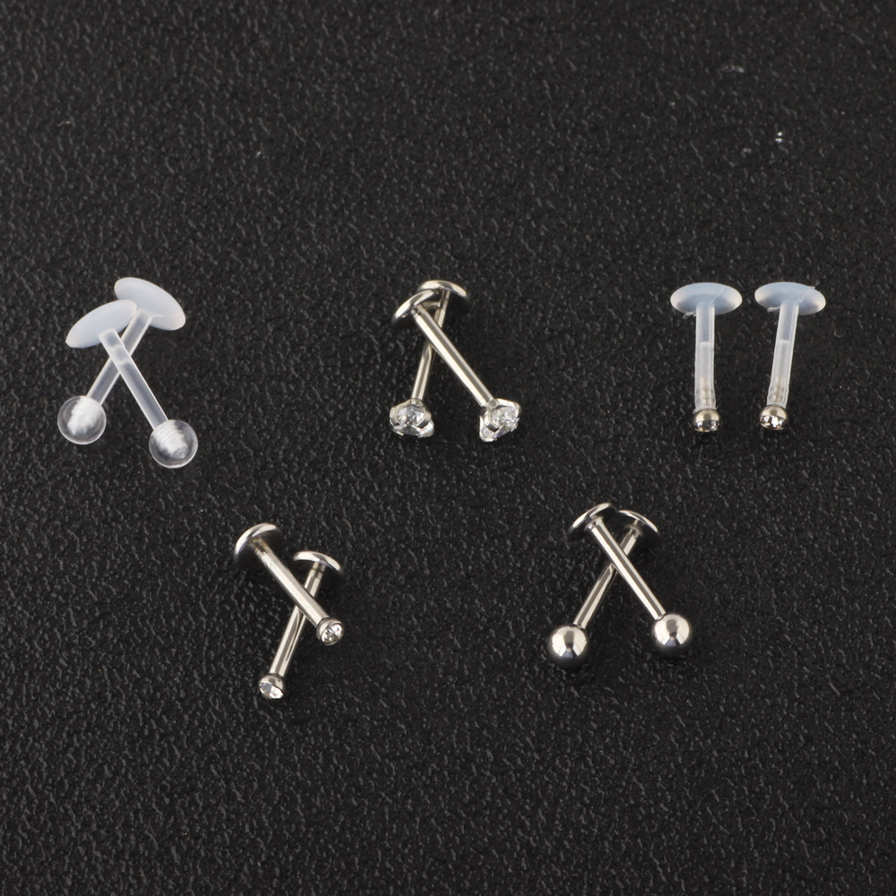 Stainless Steel Body Piercing Jewelry Set - Earrings, Nose, Eyebrow, Lip Rings - Cartoon Flower Silver Wholesale detail image 7