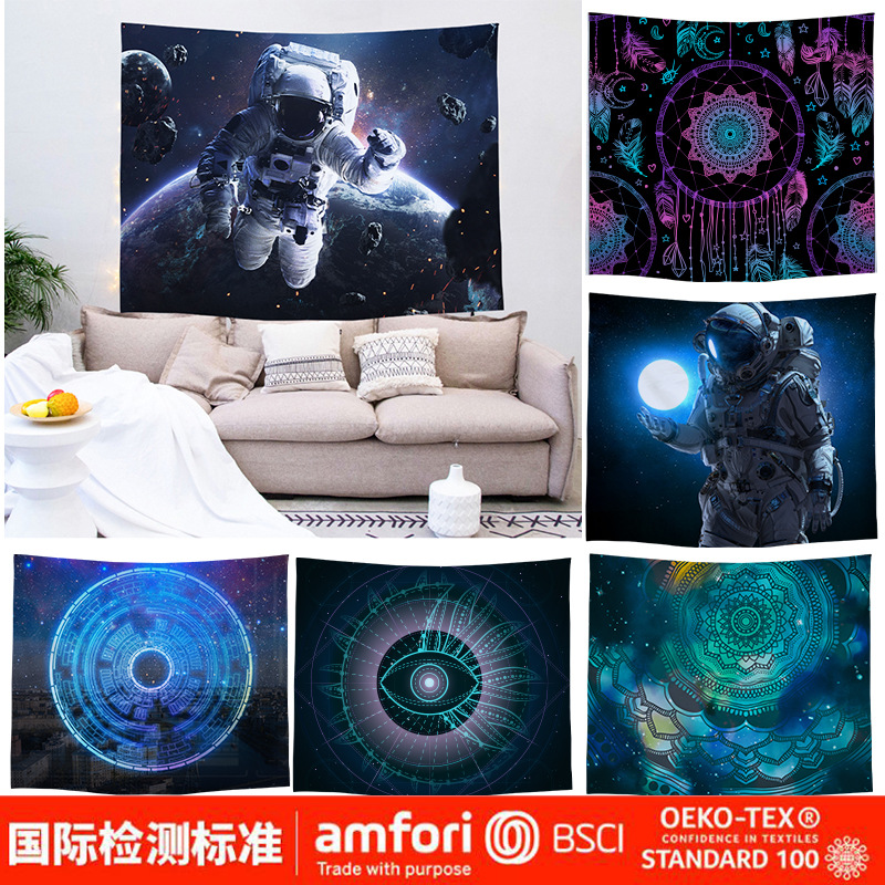 北欧装饰直播挂布背景布 ins房间卧室装饰挂毯家居北欧挂毯印花A|ms