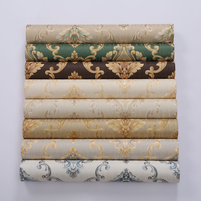 深咖色3D欧式墙纸奢华大气 餐厅工程酒店服装店 PVC压纹防水壁纸|ms