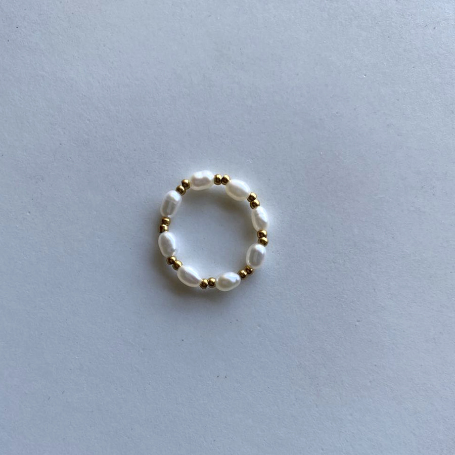 Ethnic Style Pearl Titanium Steel Plating Rings 1 Piece display picture 3