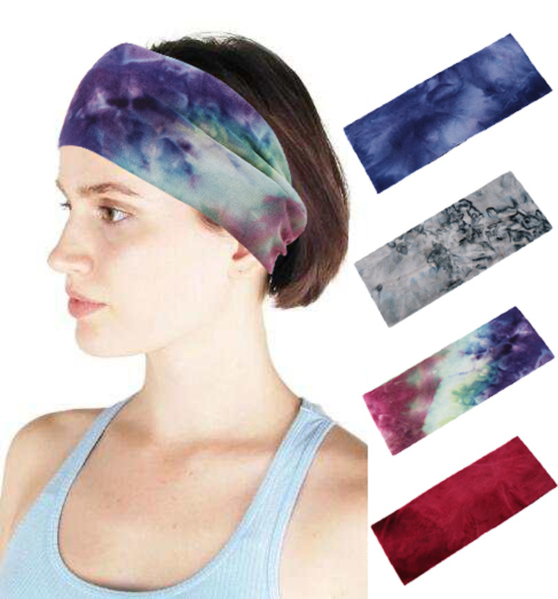 Korean Tie-dye Cotton Hair Band Turban Head Soft Yoga Sports Elastic Headband Wholesale Nihaojewelry display picture 1