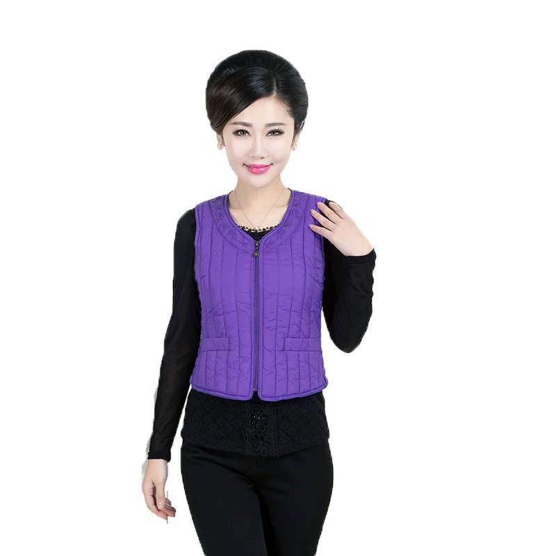 Новый зимний жилет для среднего и пожилого возраста, Женский пуховый хлопковый жилет с внутренней стороны, Женский Теплый Приталенный жилет больших размеров для мамы