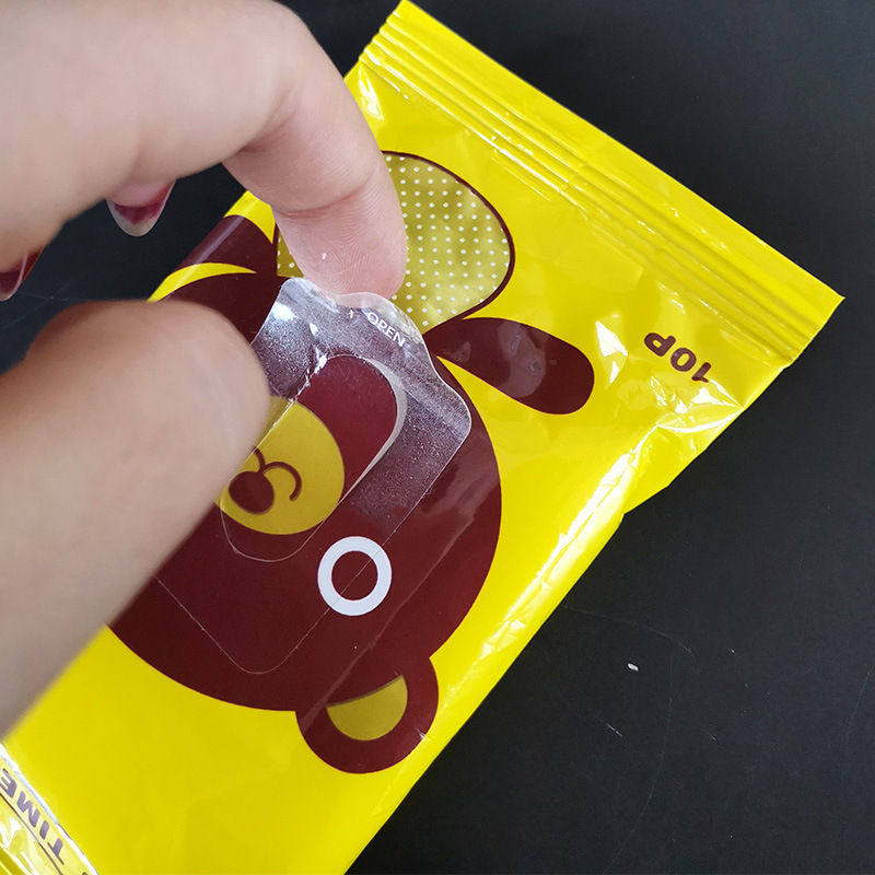 透明PVC不干胶标签湿巾纸巾封口条可移湿巾袋透明标签贴纸烫金