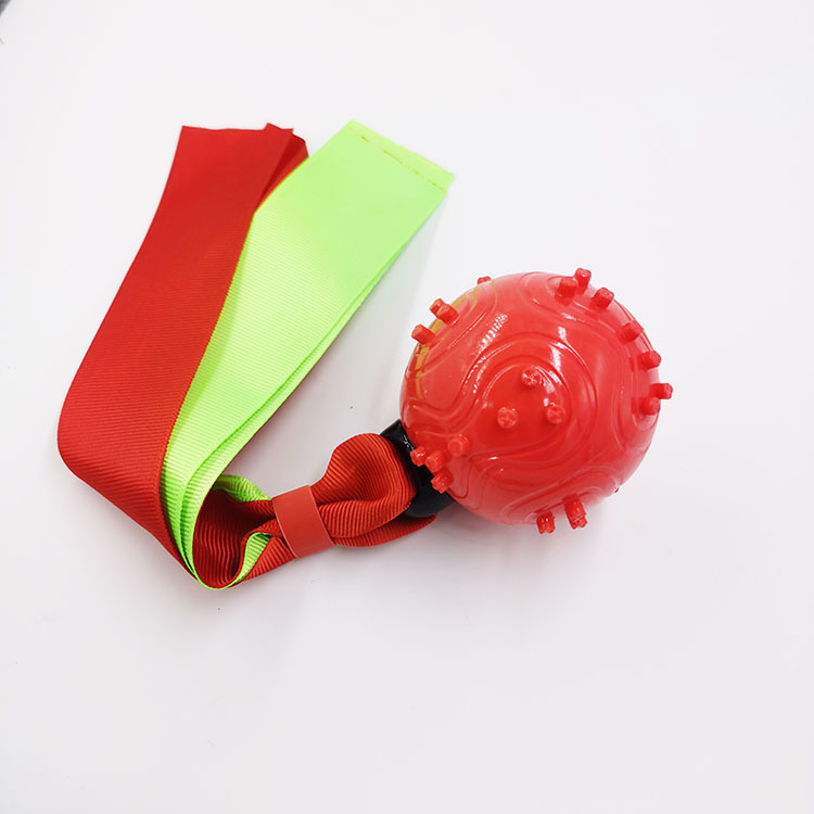 Pet Toy molar limpieza dental TPR Ribbon Ball perro de juguete de sonido perro de entrenamiento de perros bola resistente a los mordiscos precio de fábrica ventas directas