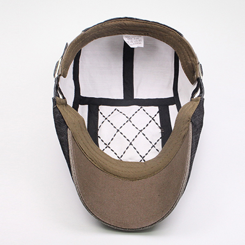 Gespleißter Entenschnabelhut aus reiner Baumwolle, schattenspendende Sonnenschutz-Baskenmütze, modischer und lässiger Herrenhut_voghion.com