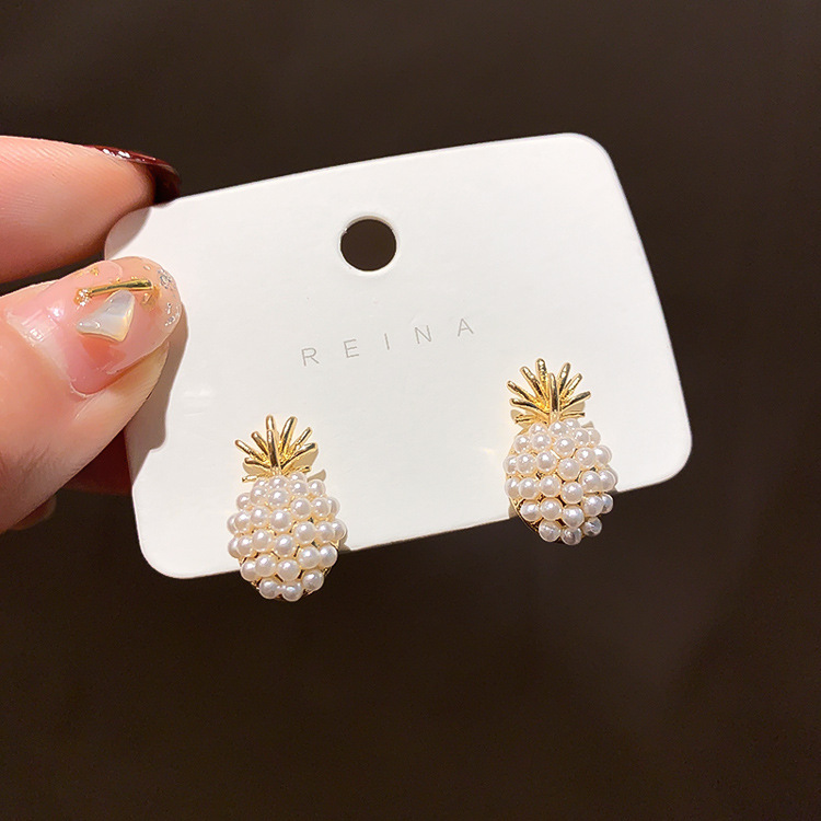 New Fashion Pineapple Pearl Earrings Nihaojewelry Wholesale display picture 3