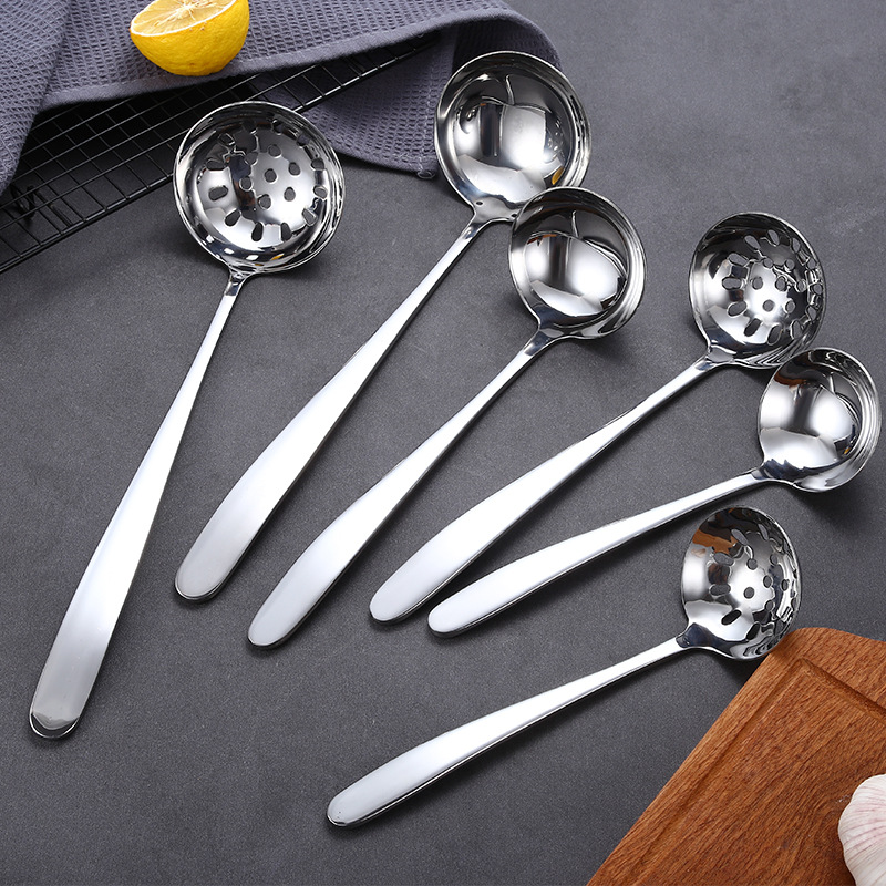 304 Stainless steel colander household filter Soup Ladle a soup spoon kitchen cooking appliance Long handle thickening Pot spoon suit