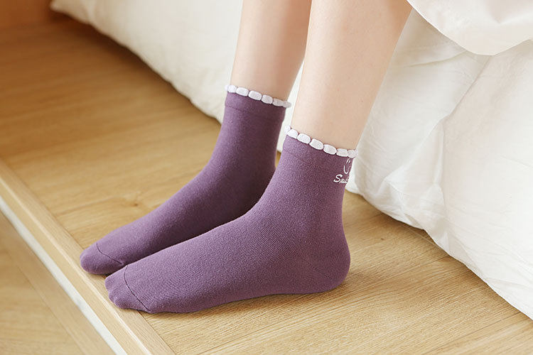 autumn and winter bubble mouth solid color cotton socks NSFN9352
