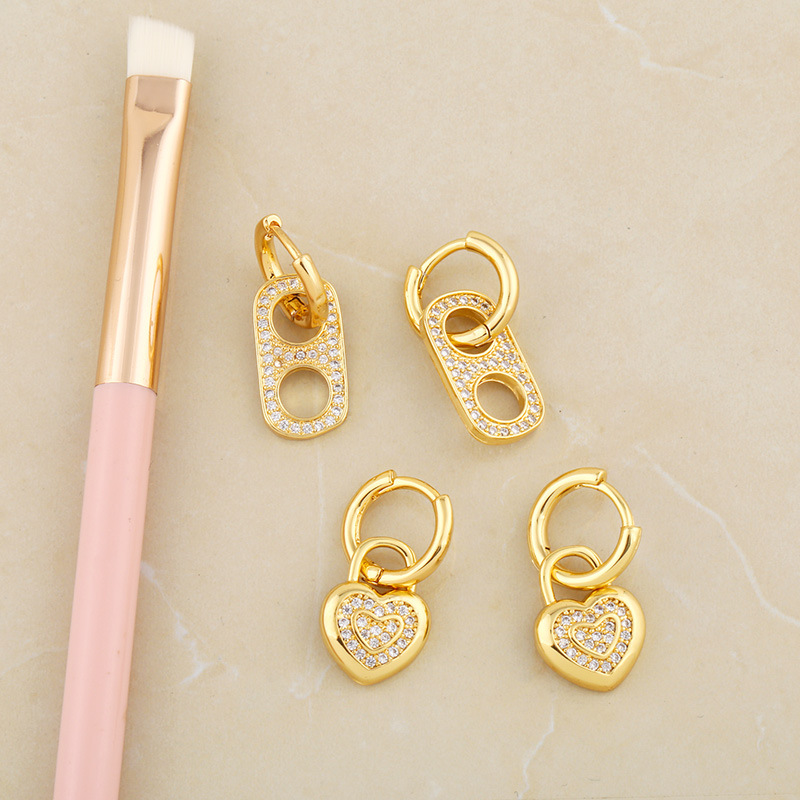 Creative Love Heart  Simple Fashion Zircon Earrings display picture 5