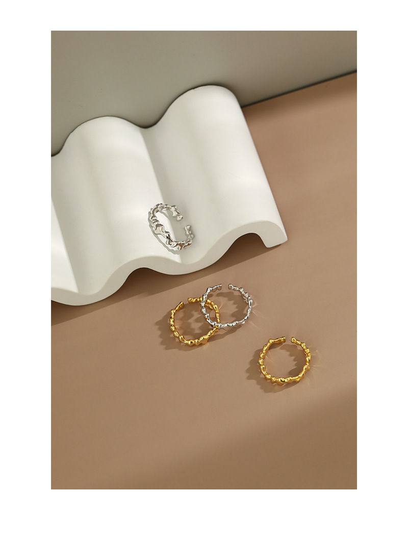 S925 sterling silver niche simple irregular concave-convex ring