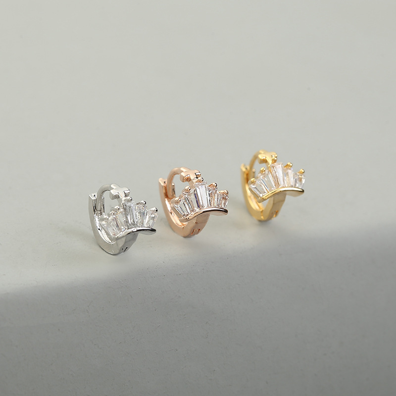 Fashion Cross Copper Drop Earrings Inlay Zircon Copper Earrings 1 Piece