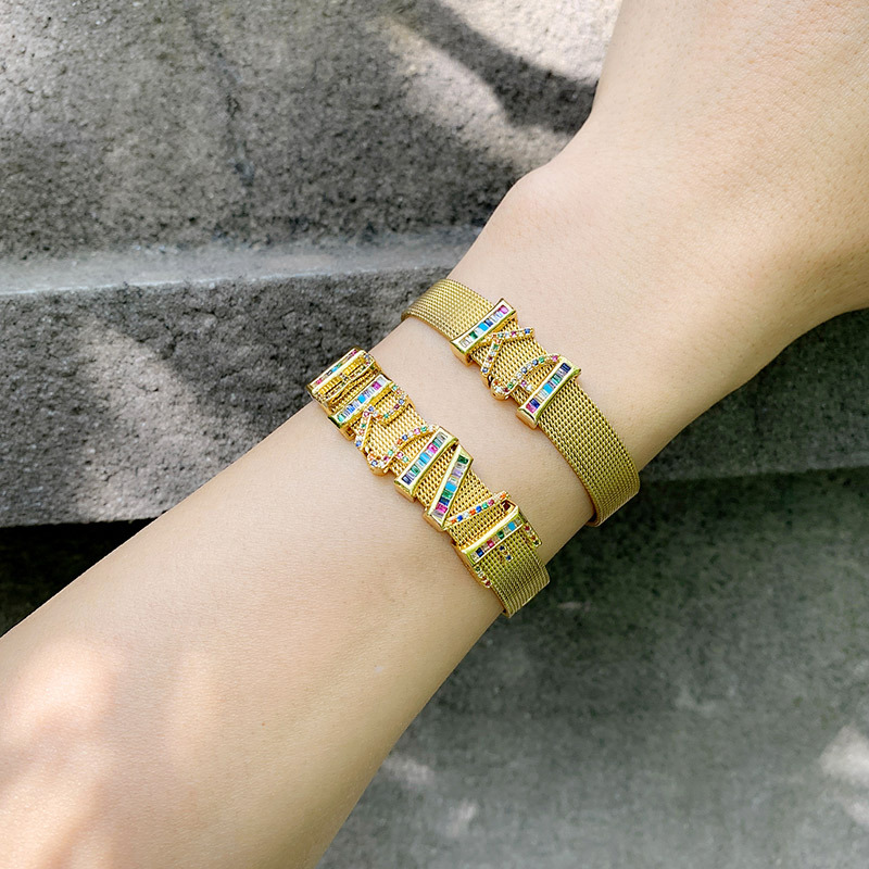 explosion accessories mesh bracelet personality DIY26 letter mesh belt bracelet couple wholesale nih