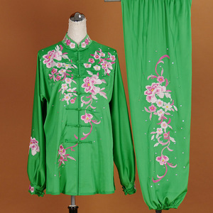 Tai chi clothing chinese kung fu uniforms Embroidered Taifu, Gongfu, female competition costume, qigong suit, embroidered dress, green
