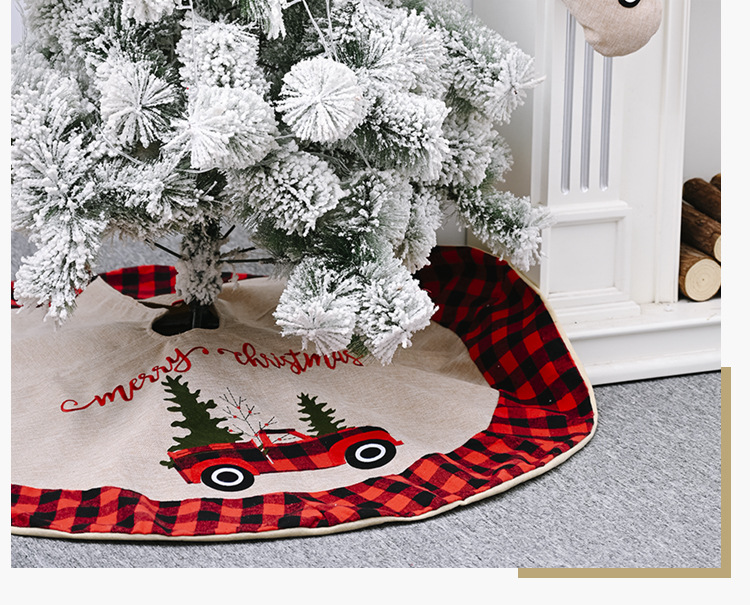 Christmas Tree Skirt Plaid Cloth Bottom Dress Up Tree Apron display picture 8