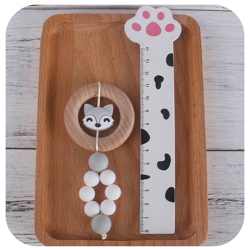 Bebé creativo Beech anillo juguete teether nueva historieta Fox silicona teether palo Amazon caliente