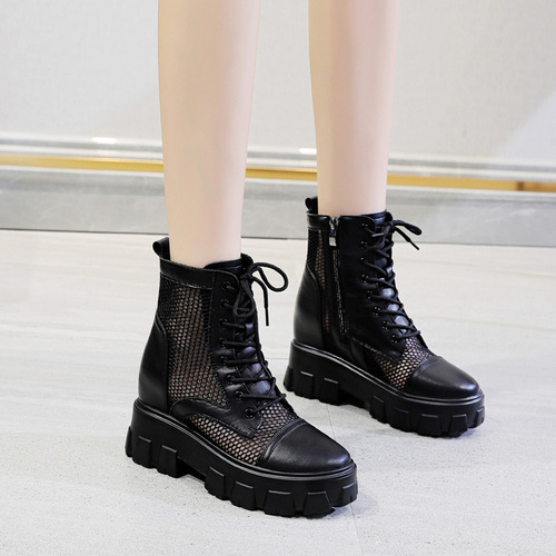 Trendy Sunday height-increasing women's shoes  new horseshoe heel mid-calf Korean style versatile casual women's short boots