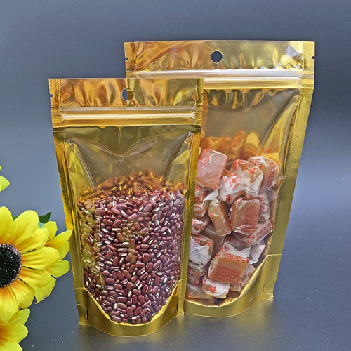 Exported to Thailand, golden self-standing bone bag, translucent ziplock bag, fruit and vegetable durian dried packaging bag, food baking bag