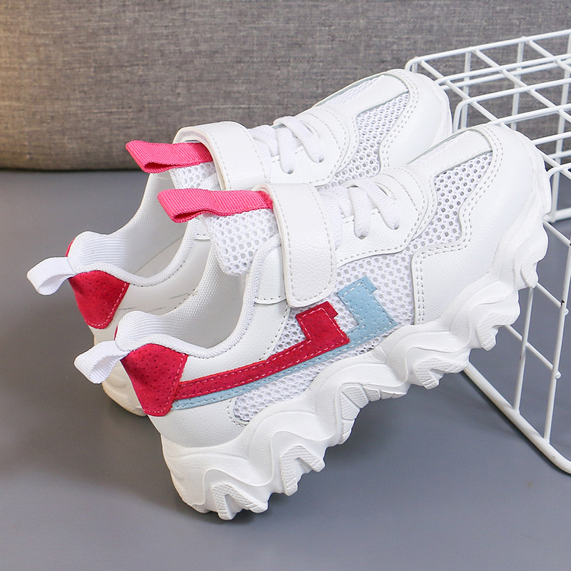 Children's Sports Shoes 2020 spring and autumn new pattern Ultralight solid ventilation Mesh shoes men and women White shoes student children's shoes