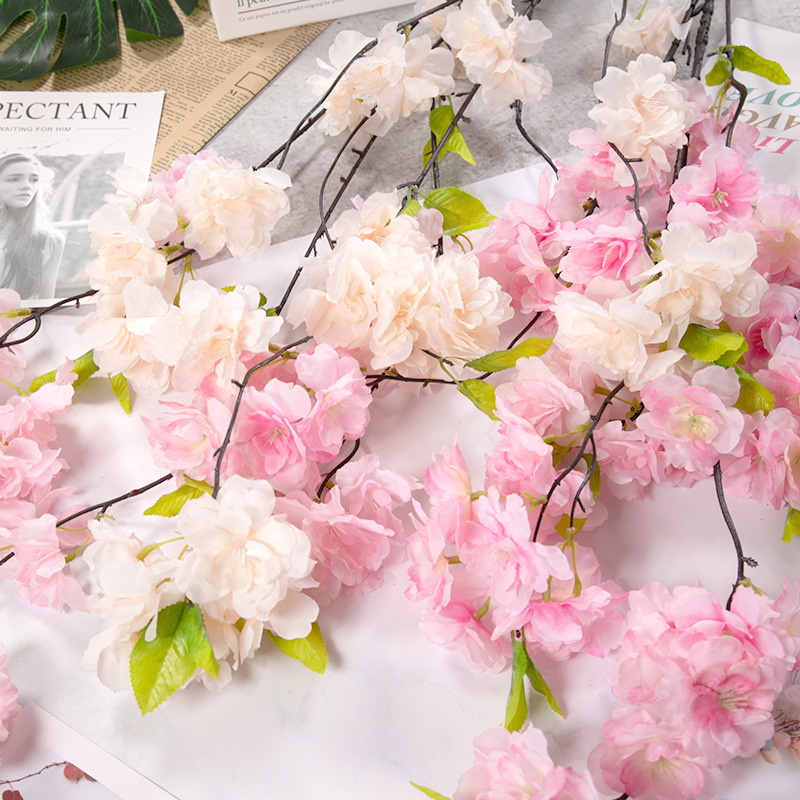 Factory wholesale simulation flower hanging cherry blossom wedding decoration Flower Vine string decorative art landscaping props home