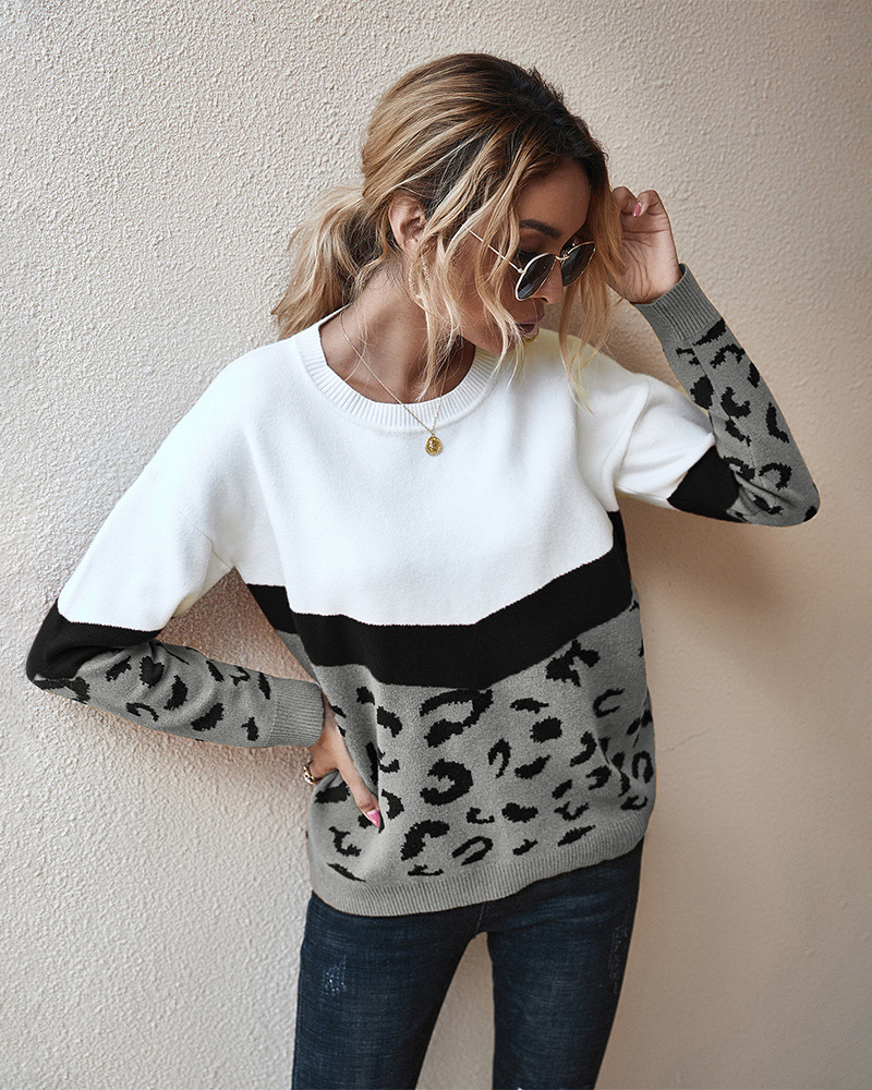 women s sweater jacket autumn and winter leopard sweater wholesale NSKA271