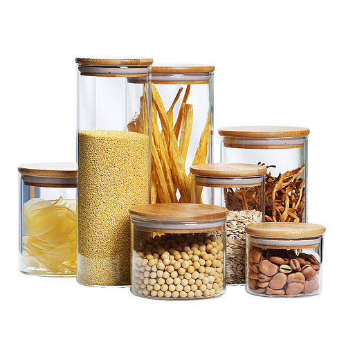 Glass sealed jar home kitchen transparent storage jar Japanese creative portable large multi-size tea jar gift box