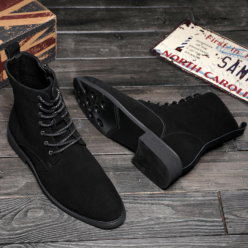Men's ankle boots and fleece warm lace-up boots_voghion.com