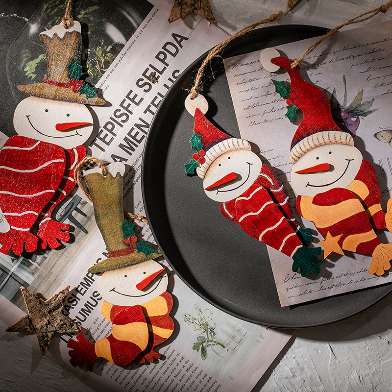 Navidad de madera americana muñeco de nieve colgante de color clip de marcadores de Navidad embalaje de regalos decoración colgante árbol de Navidad dibujado a mano
