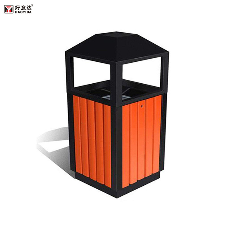 户外钢木垃圾桶景区室外小区单双桶分类果皮箱木制环卫垃圾箱批发