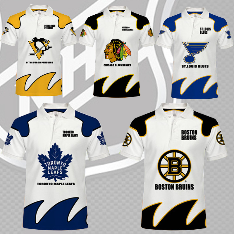 European size plus size digital printing breathable mesh fabric POLO sweatshirt North American hockey fans gift T-shirt