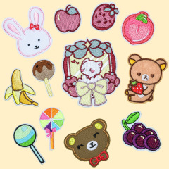 廠家直銷電腦繡花布貼小熊杯子植物水果卡通布貼服裝鞋帽搭配外貿