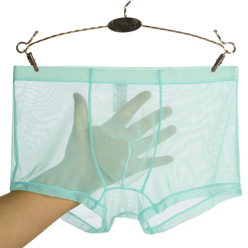 Men's Transparent Mid-Waist Mesh Sexy Boxer Briefs with Pouch, Breathable and Comfortable for Young Men Men's Transparent Mid-Waist Mesh Sexy Boxer Briefs with Pouch, Breathable and Comfortable for Young Men
