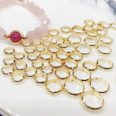 铜镀真金14K/18K双孔圆环包珠圈DIY手工饰品配件制作材料包蓝冬|ru