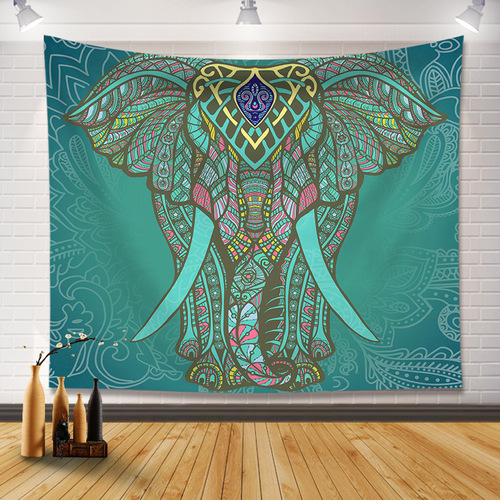 亚马逊新款北欧ins挂布装饰大象波西米亚挂毯曼陀罗壁毯来图定制