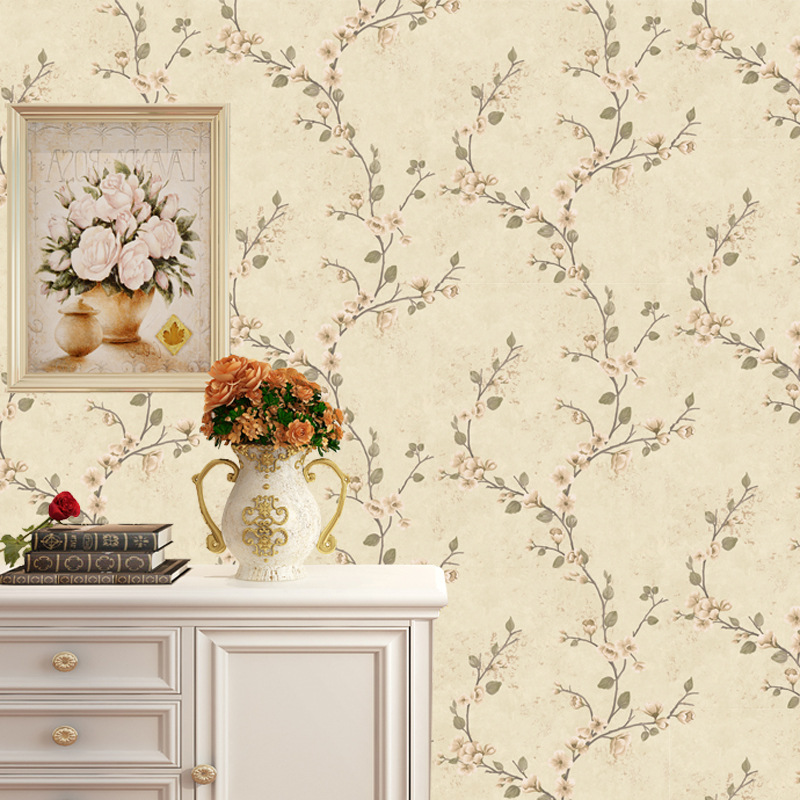 rural AB Non-woven fabric three-dimensional wallpaper a living room TV backdrop bedroom Retro Bedside American Pastoral wallpaper